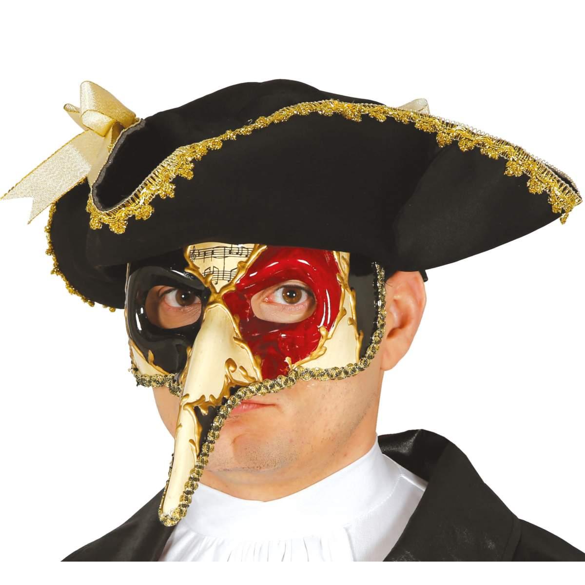 Maschera viso cartapesta naso lungo decorata