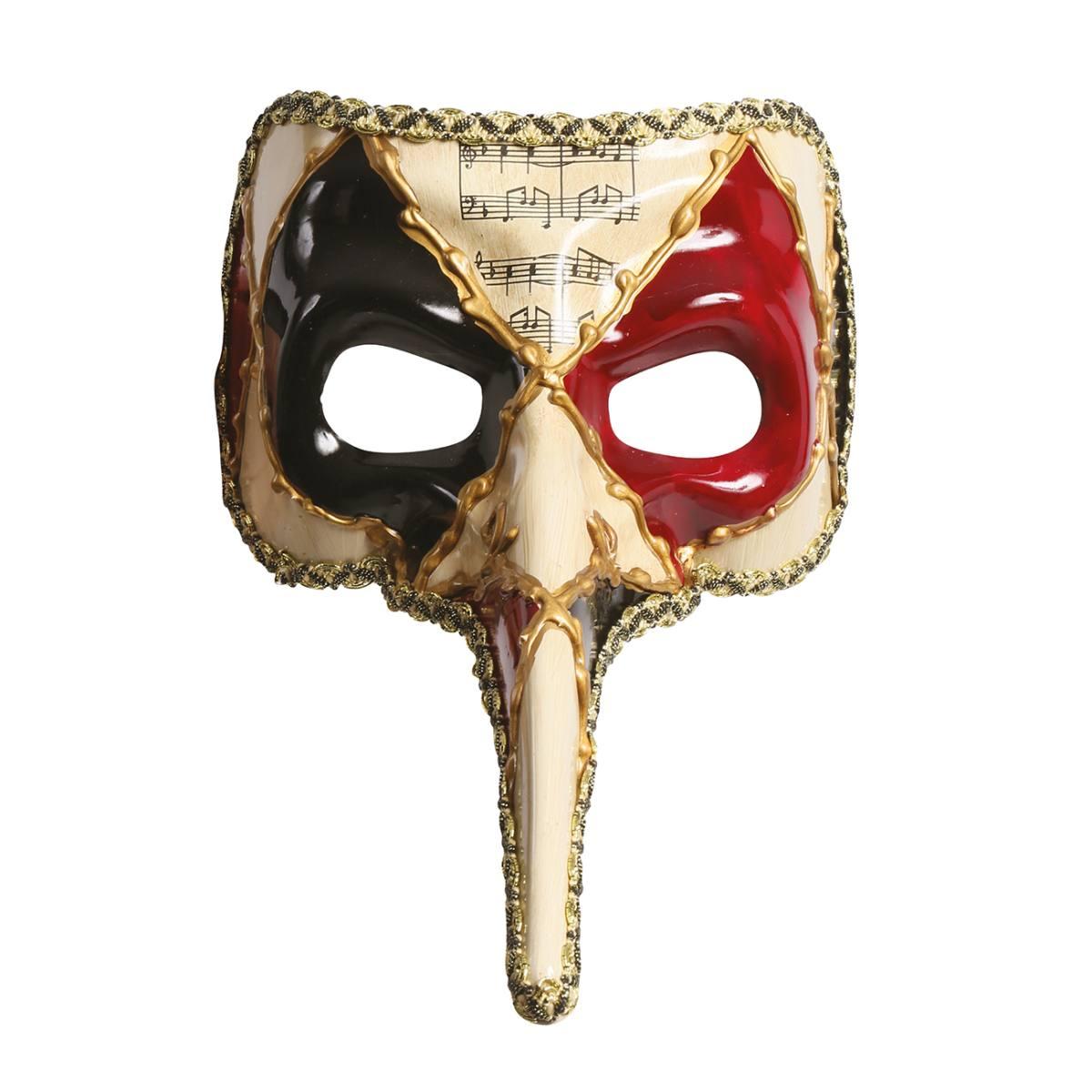 Maschera viso cartapesta naso lungo decorata
