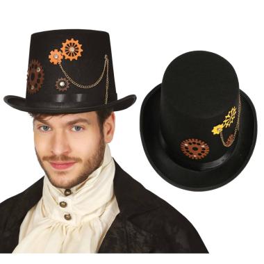 Cappello steampunk nero ingranagg