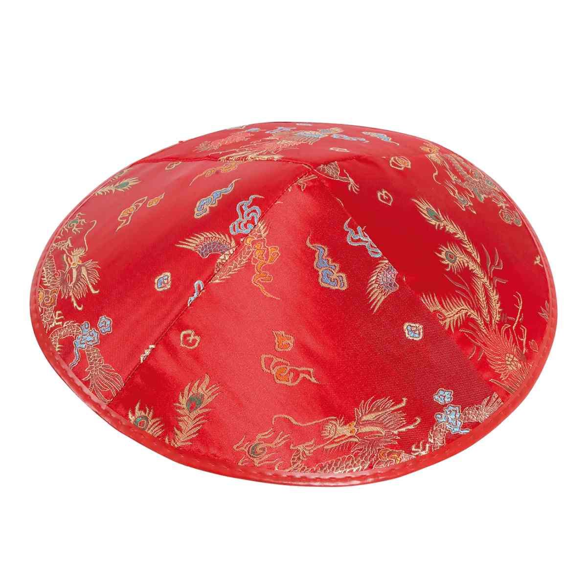 Cappello cinese rosso decori