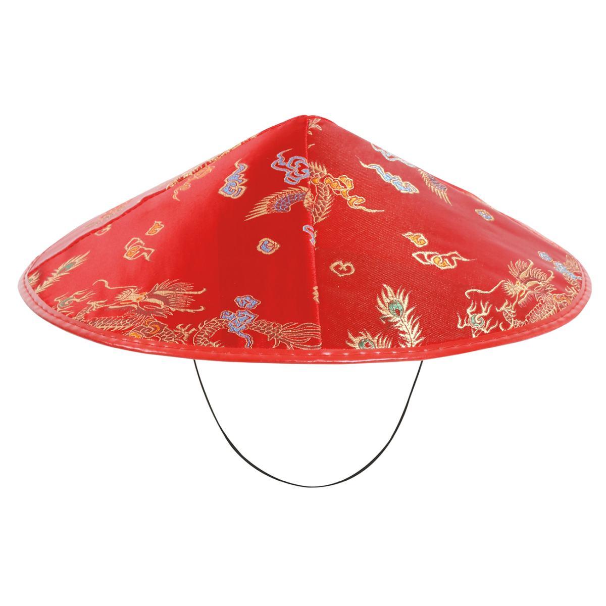 Cappello cinese rosso decori