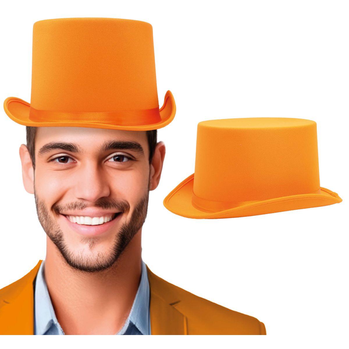 Cappello cilindro arancione raso