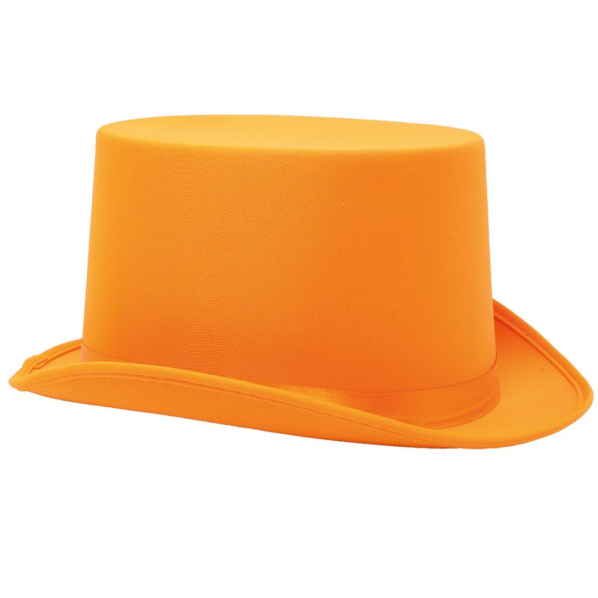 Cappello cilindro arancione raso