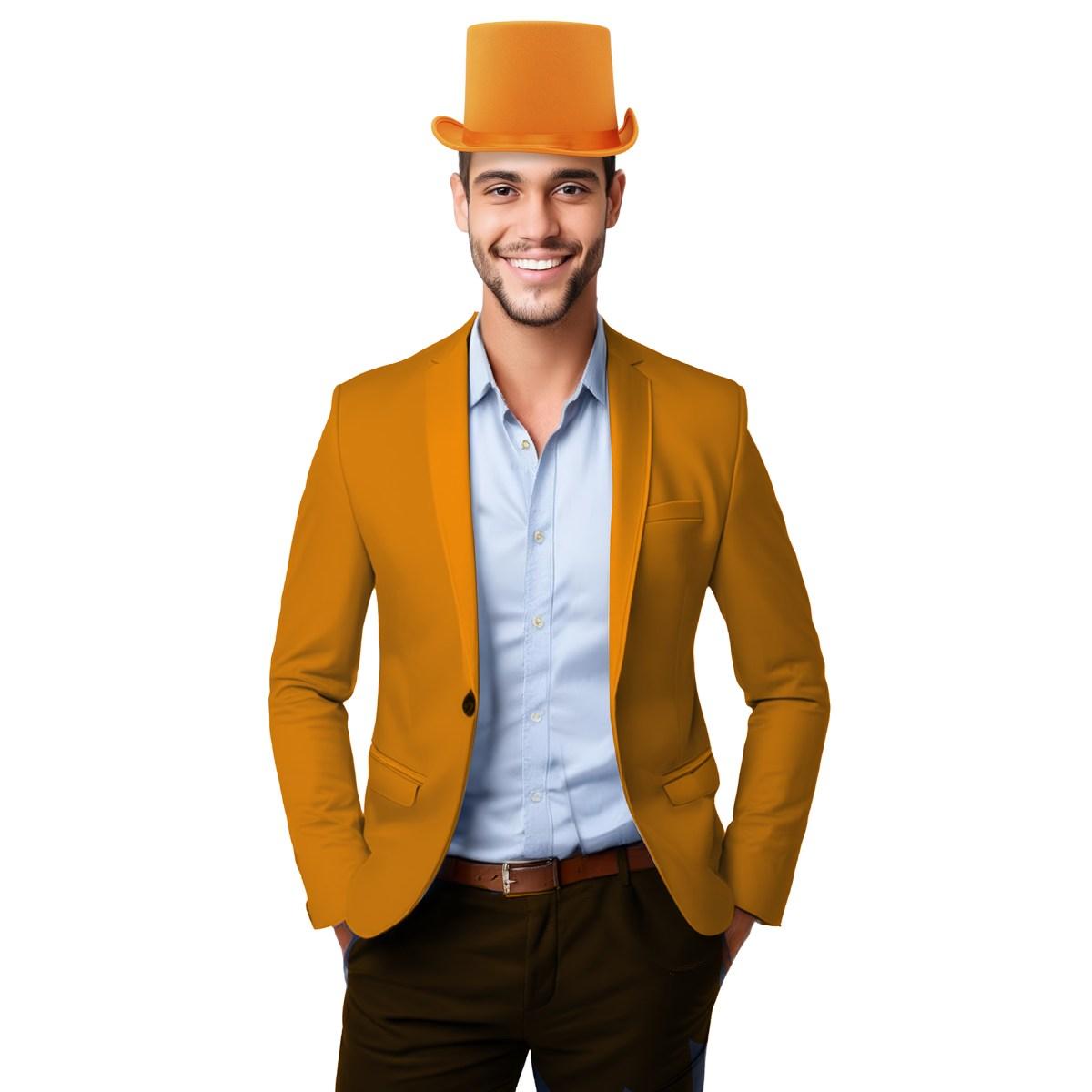 Cappello cilindro arancione raso