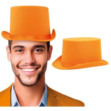 Cappello cilindro arancione raso