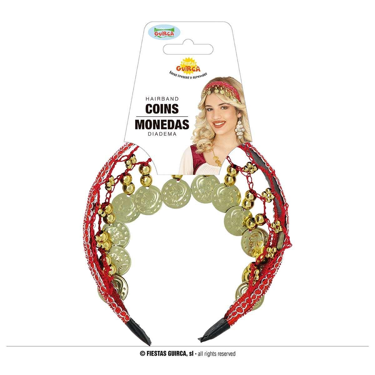 Copricapo gitana rosso monete