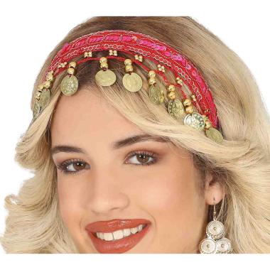 Copricapo gitana rosso monete