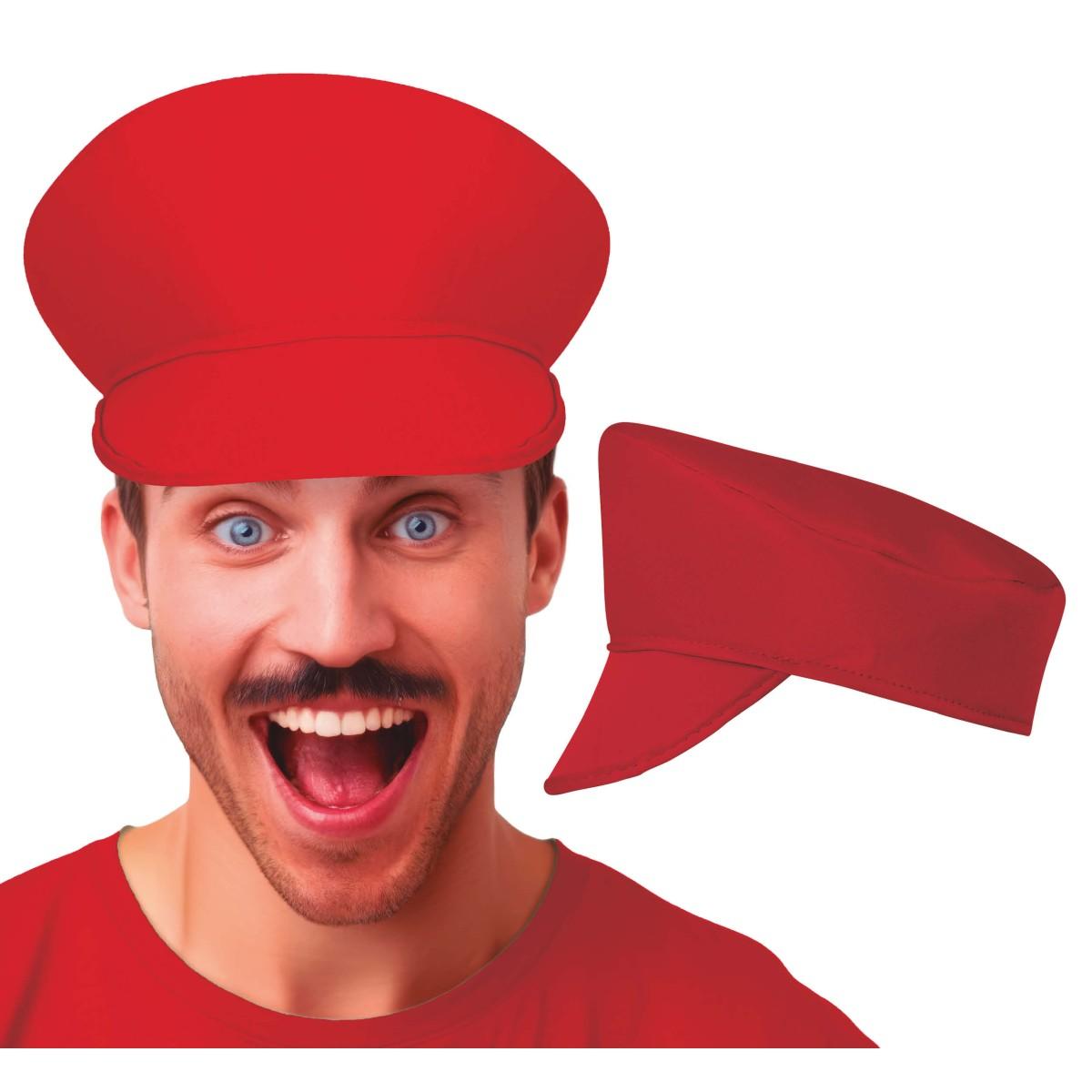Cappello berretto tessuto rosso visiera
