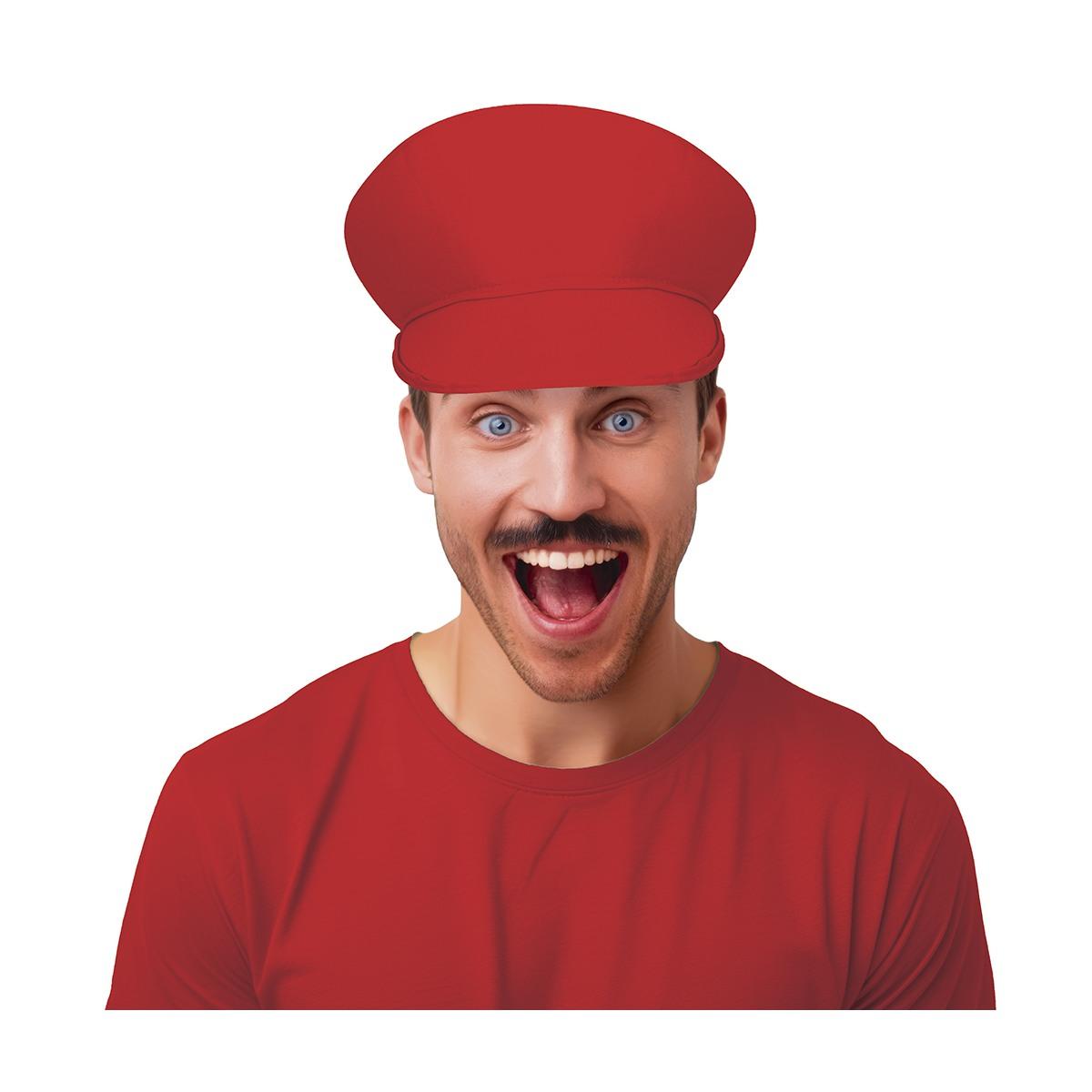 Cappello berretto tessuto rosso visiera