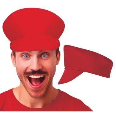 Cappello berretto tessuto rosso visiera