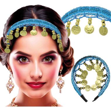 Copricapo gitana azzurro monete