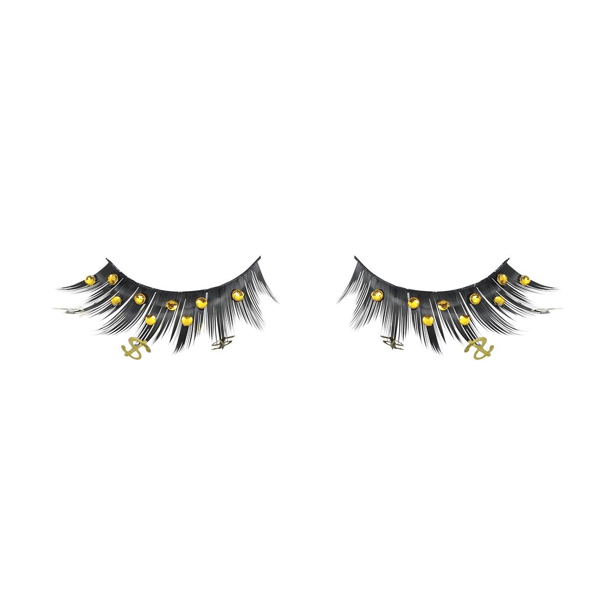 Trucco ciglia nere dollaro strass oro