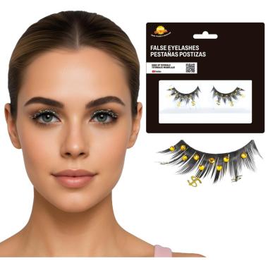 Trucco ciglia nere dollaro strass oro