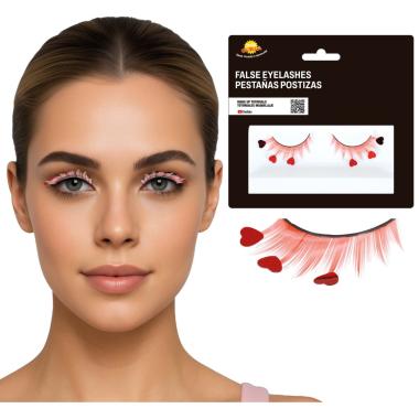 Trucco ciglia rosse cuori