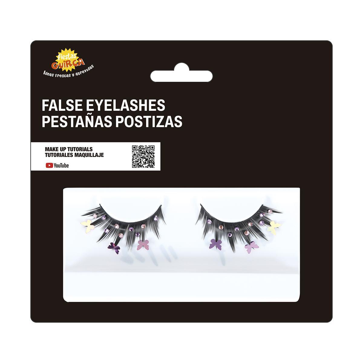 Trucco ciglia nere farfalle rosa