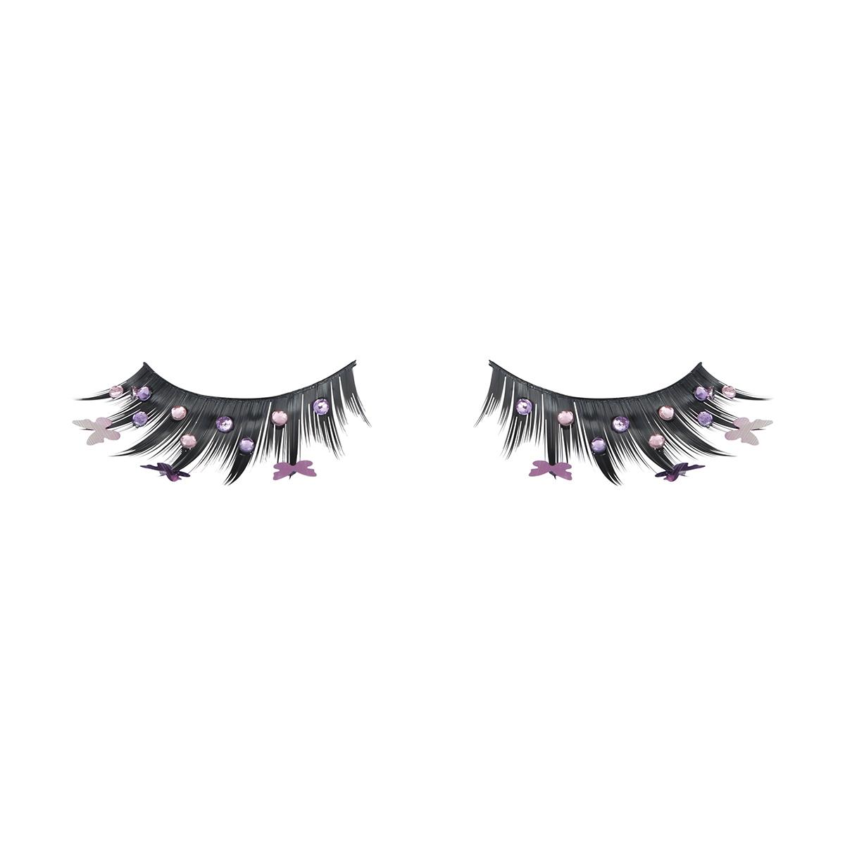 Trucco ciglia nere farfalle rosa