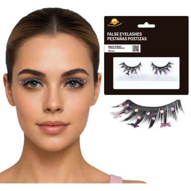 Trucco ciglia nere farfalle rosa