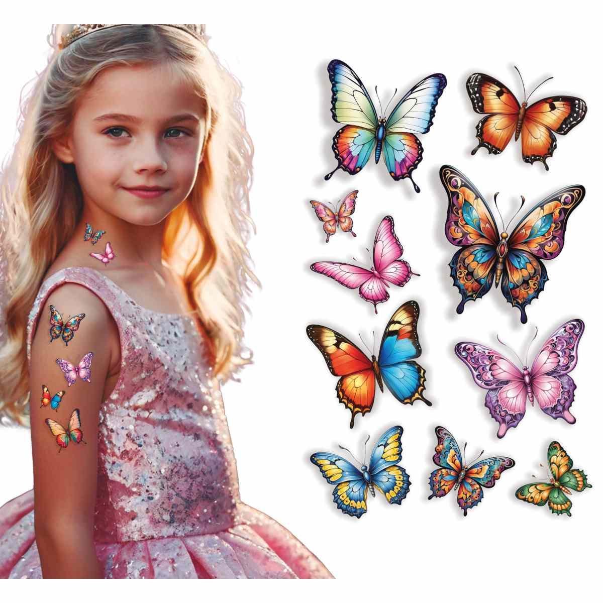 Tatuaggi rimovibili corpo farfalle