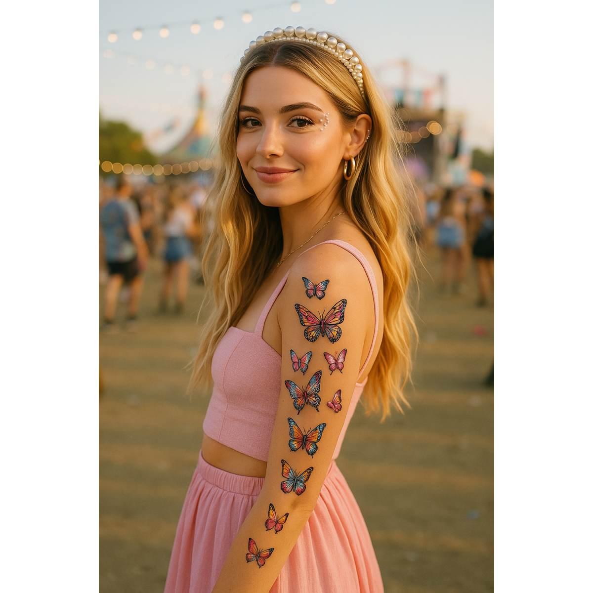 Tatuaggi rimovibili corpo farfalle