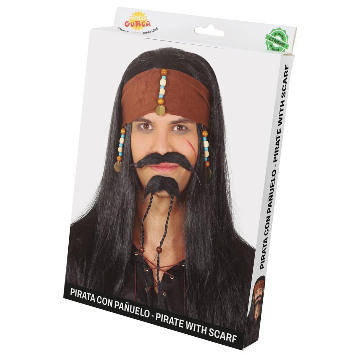 Parrucca pirata nera fascia perline