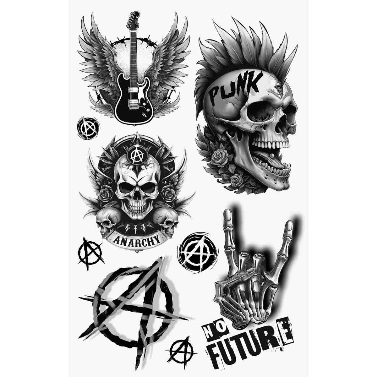 Tatuaggi viso corpo rimovibili punk