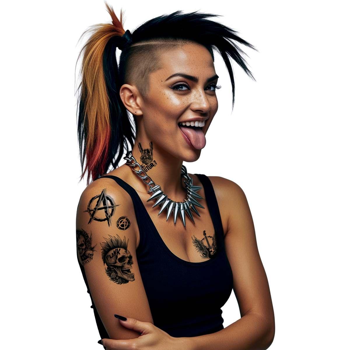 Tatuaggi viso corpo rimovibili punk