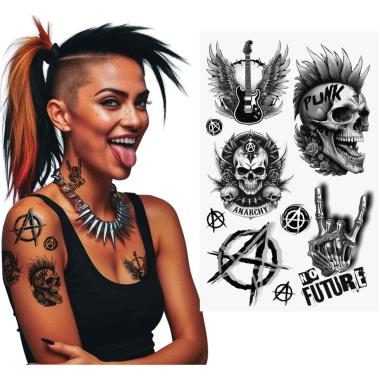 Tatuaggi viso corpo rimovibili punk