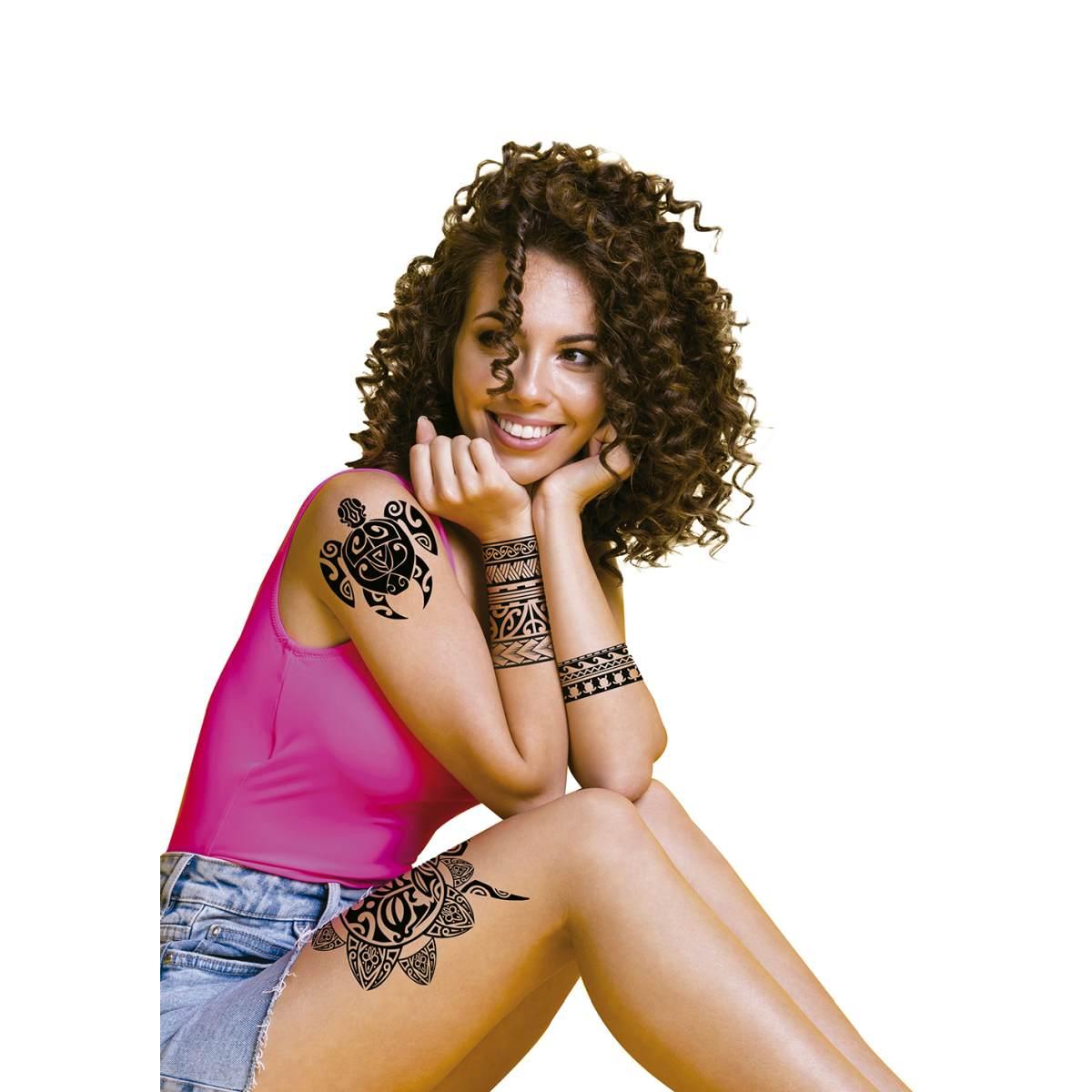 Tatuaggi viso corpo rimovibili tribali tartaruga