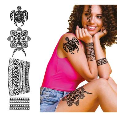 Tatuaggi viso corpo rimovibili tribali tartaruga