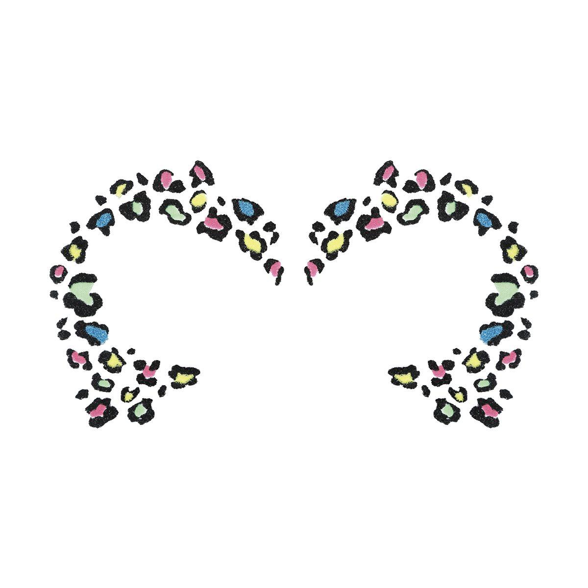 Tatuaggi viso rimovibili leopardo multicolor