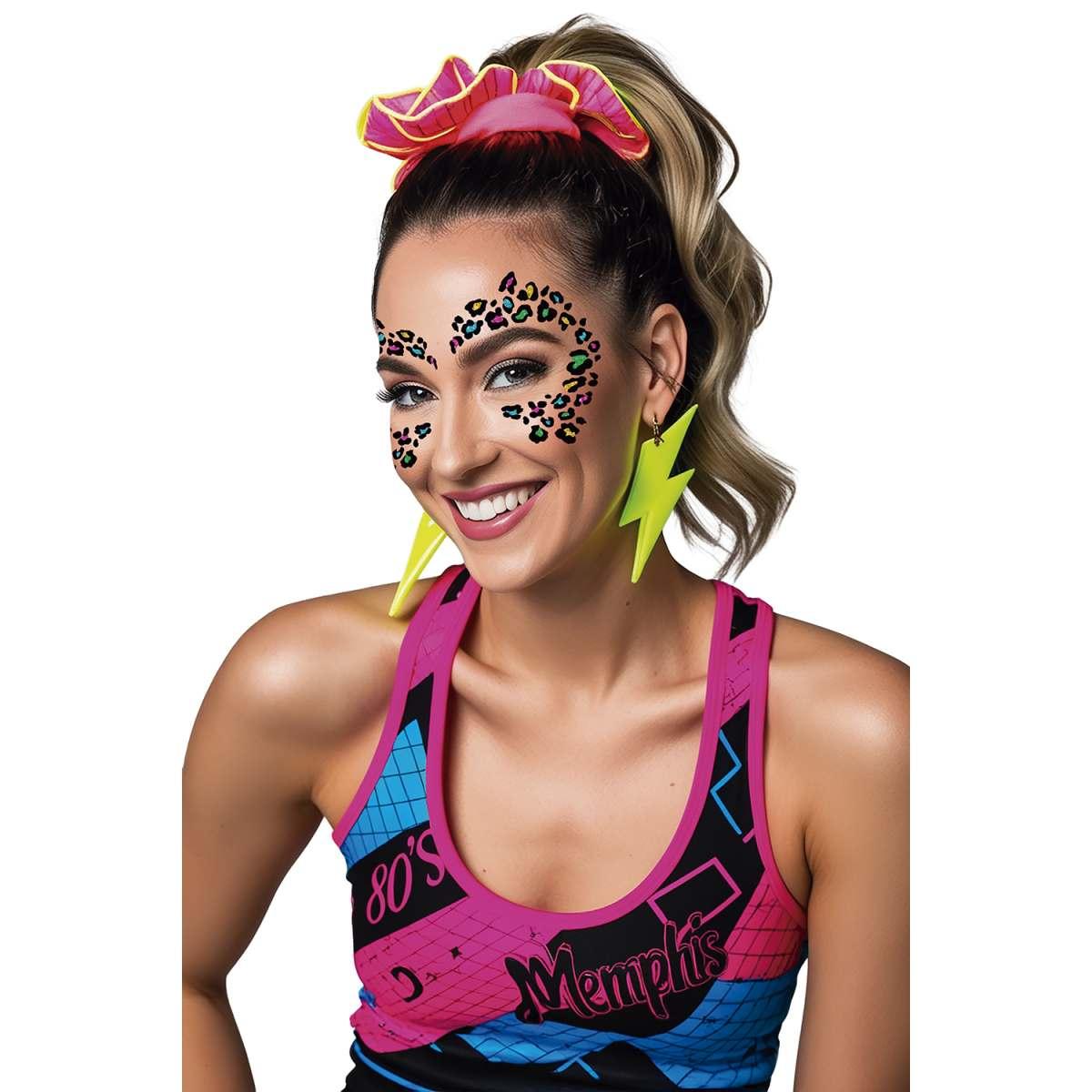 Tatuaggi viso rimovibili leopardo multicolor