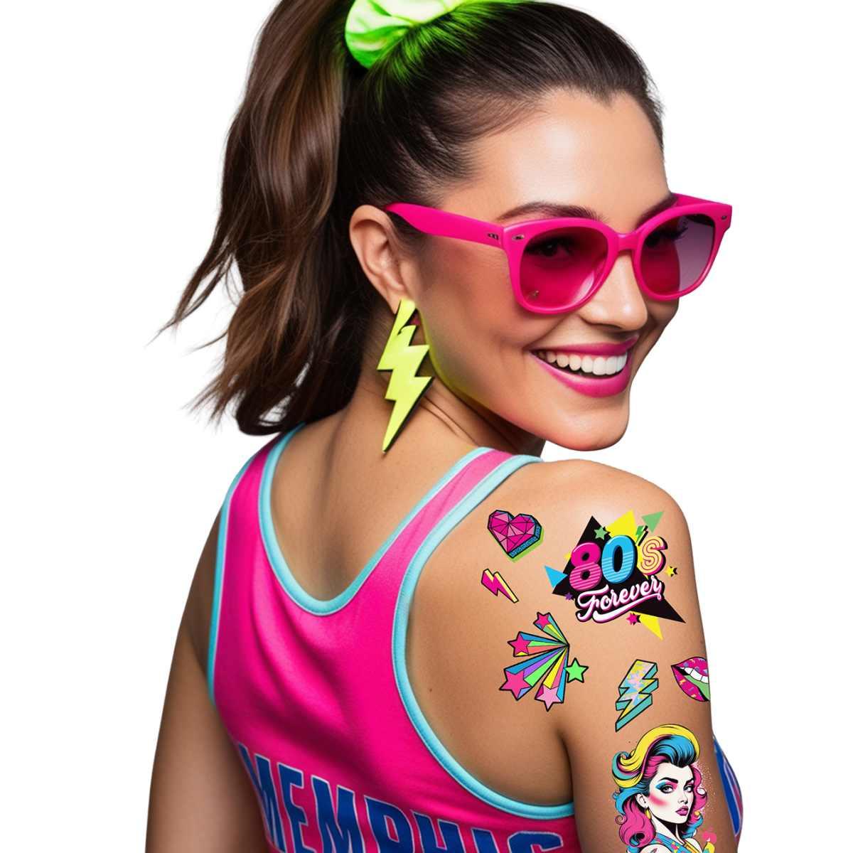 Tatuaggi rimovibili corpo pop anni 80 multicolor