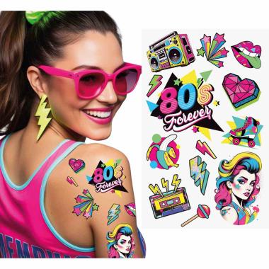 Tatuaggi rimovibili corpo pop anni 80 multicolor