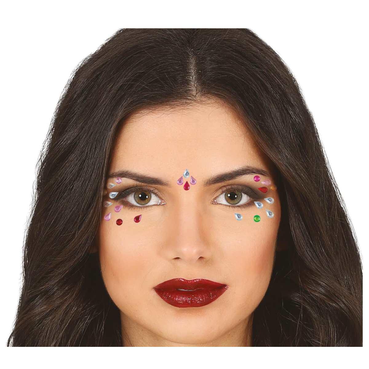 Tatuaggi viso rimovibili gocce multicolor