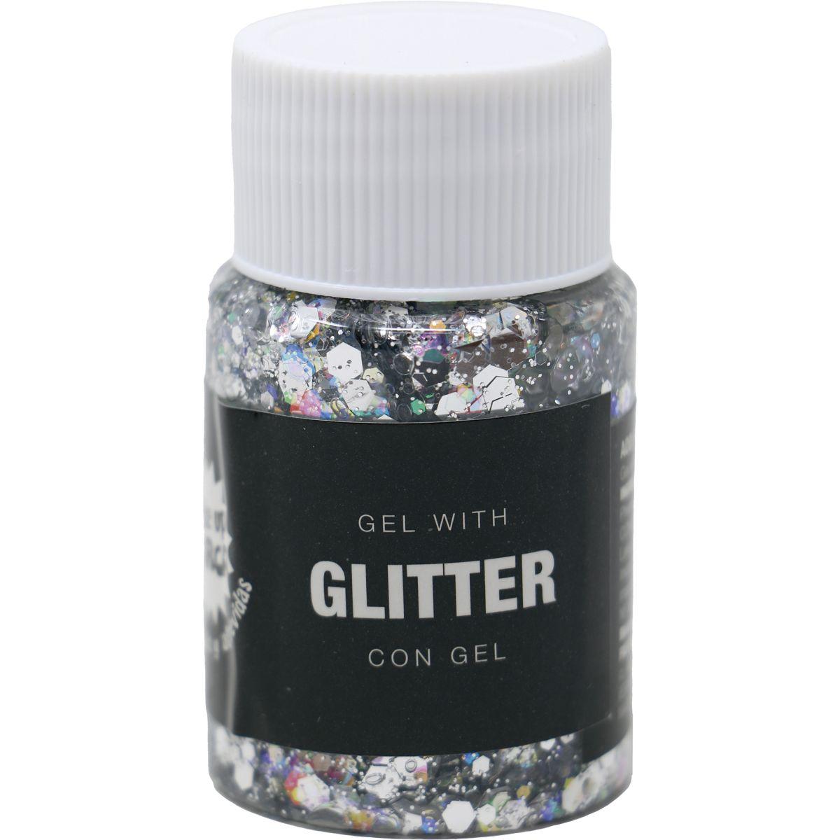 Trucco gel glitter argento gr