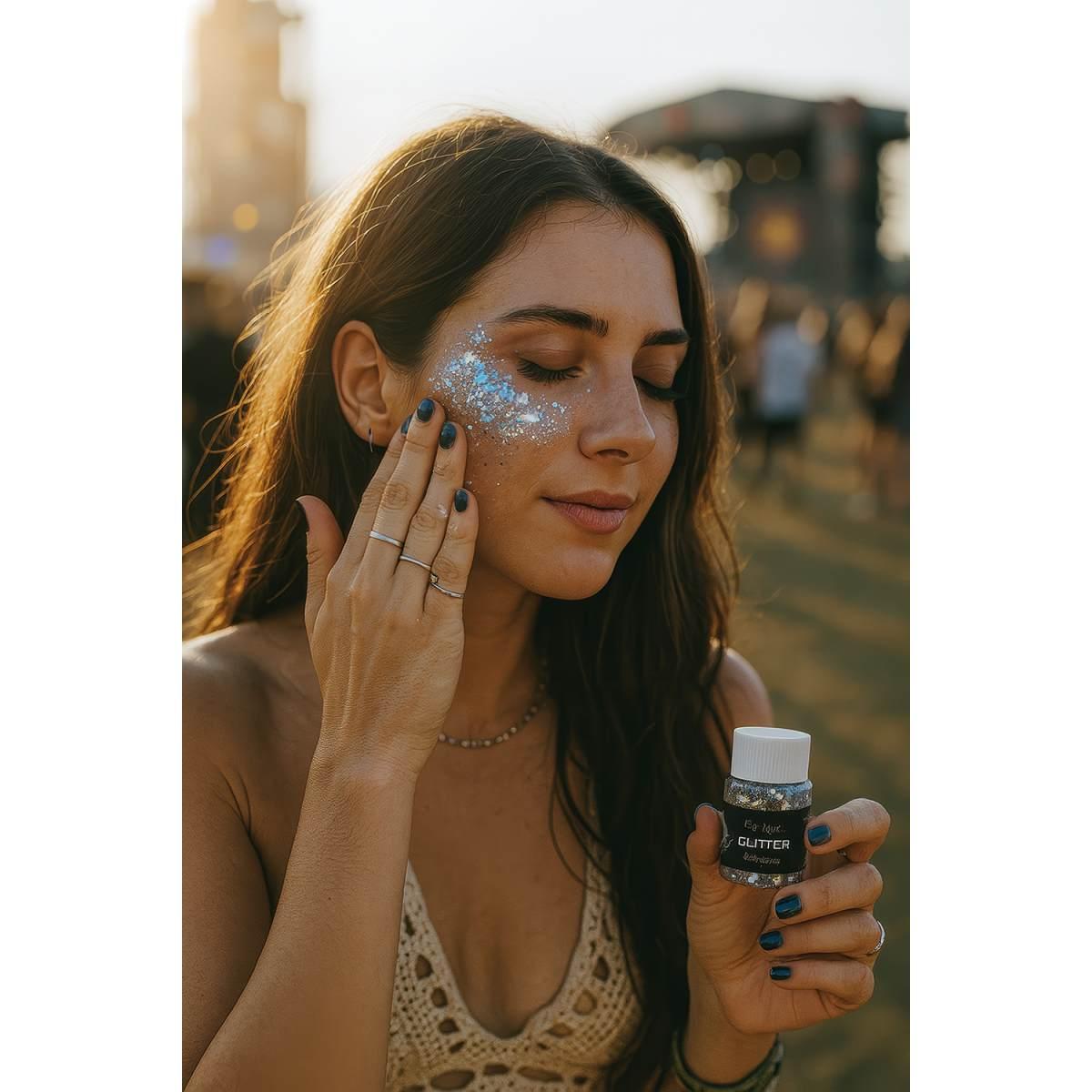 Trucco gel glitter argento gr