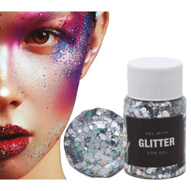 Trucco gel glitter argento gr