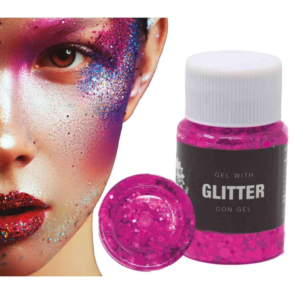 Trucco gel glitter fucsia gr
