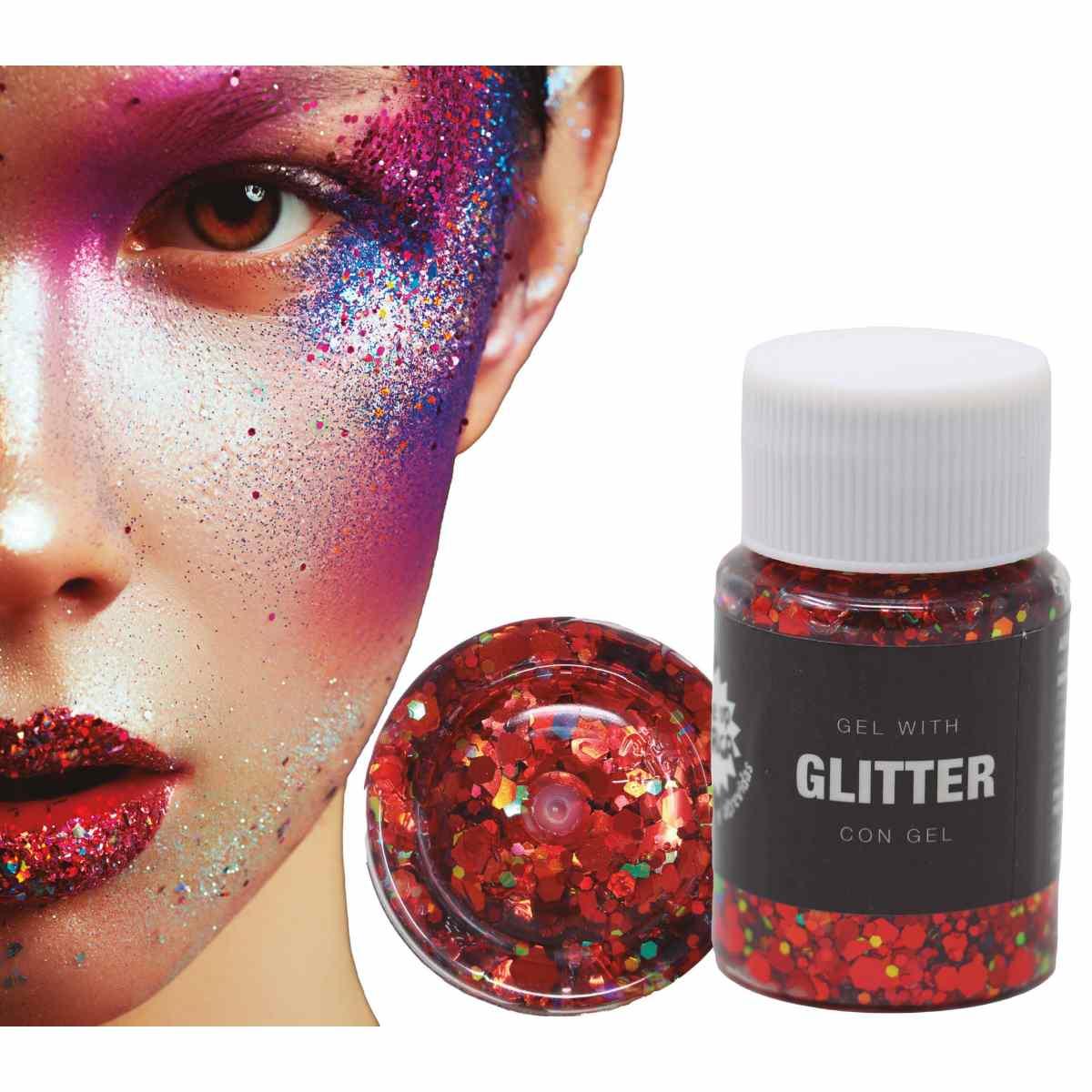 Trucco gel glitter rosso gr