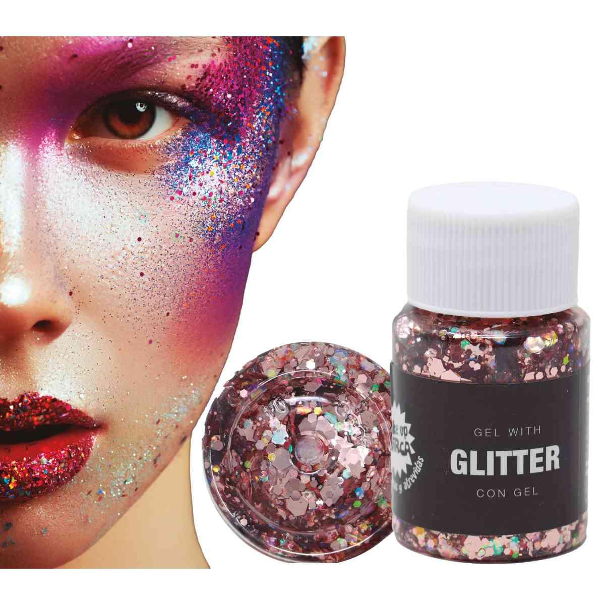 Trucco gel glitter oro rosa gr