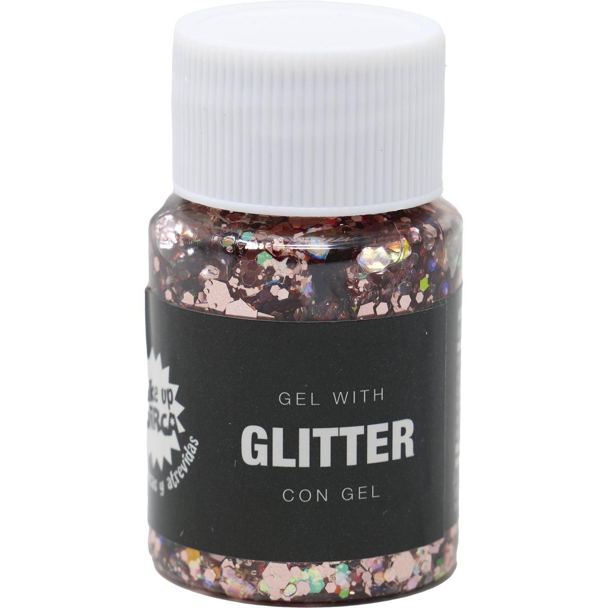 Trucco gel glitter oro rosa gr