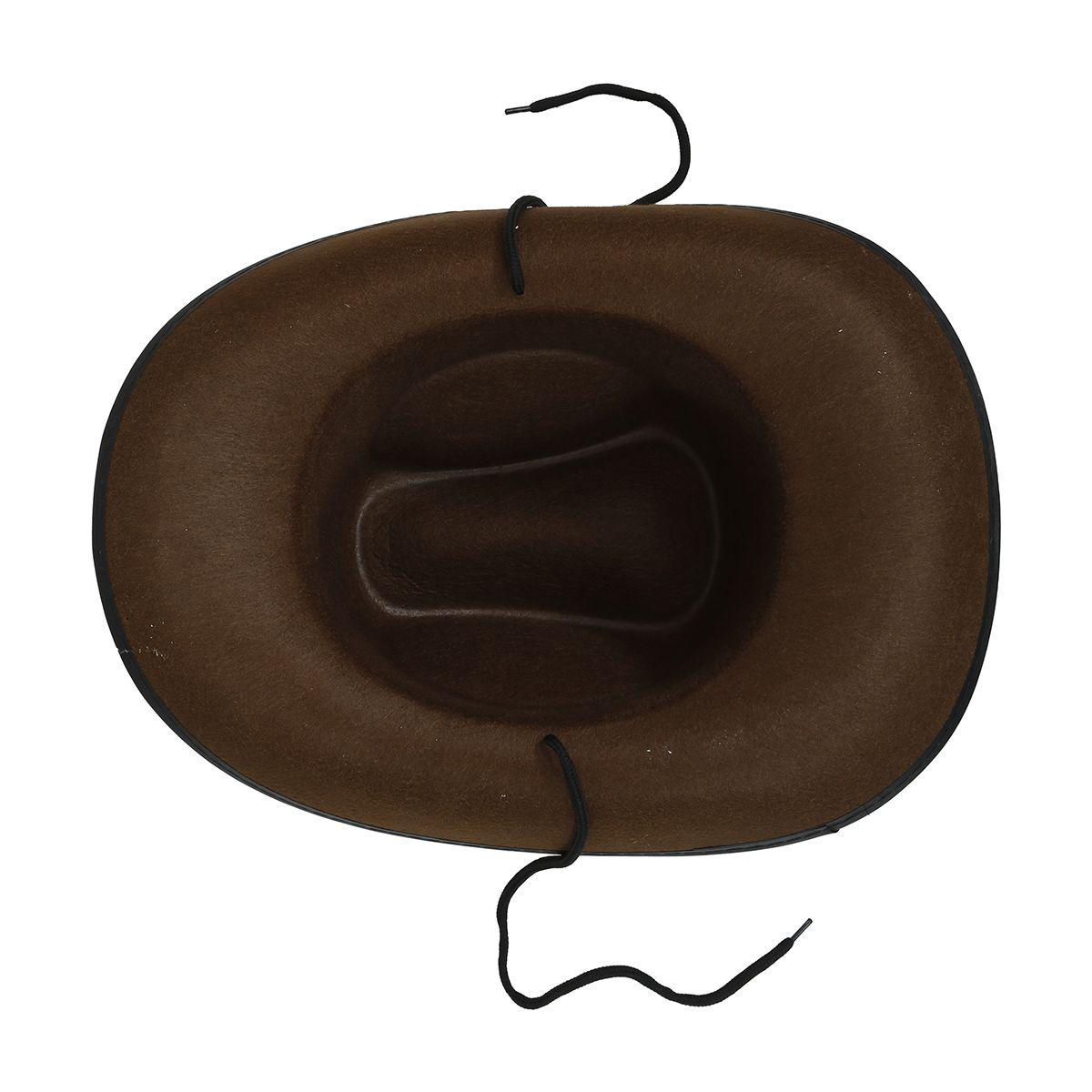 Cappello cowboy feltro marrone cordincino ossa