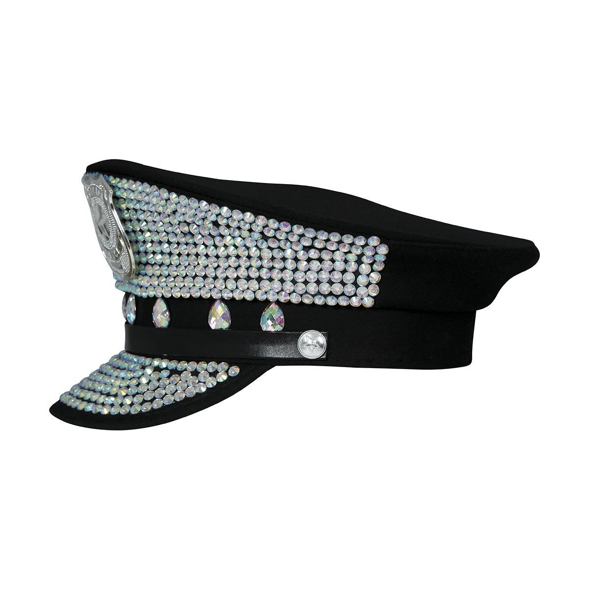 Cappello polizia nero strass