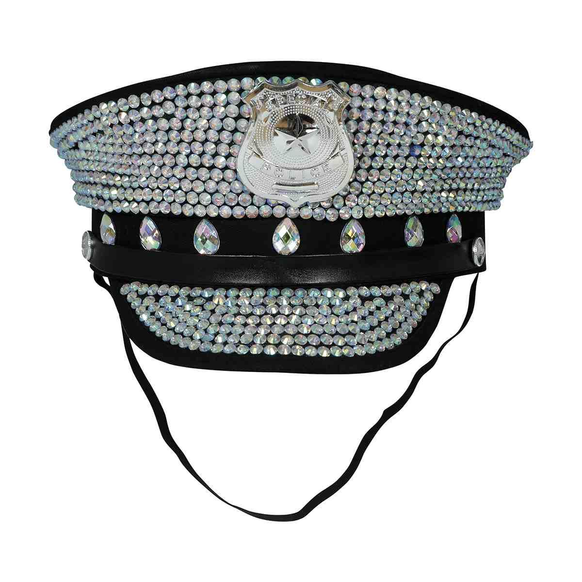 Cappello polizia nero strass