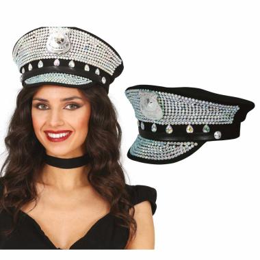 Cappello polizia nero strass