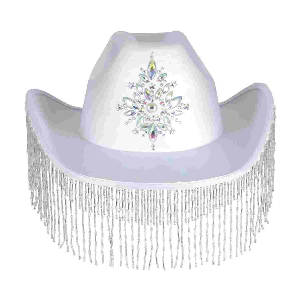 Cappello cowboy bianco frange