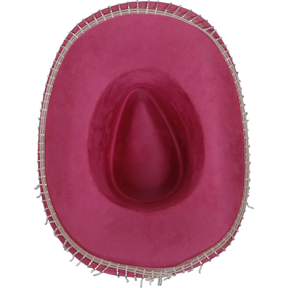 Cappello cowboy rosa frange