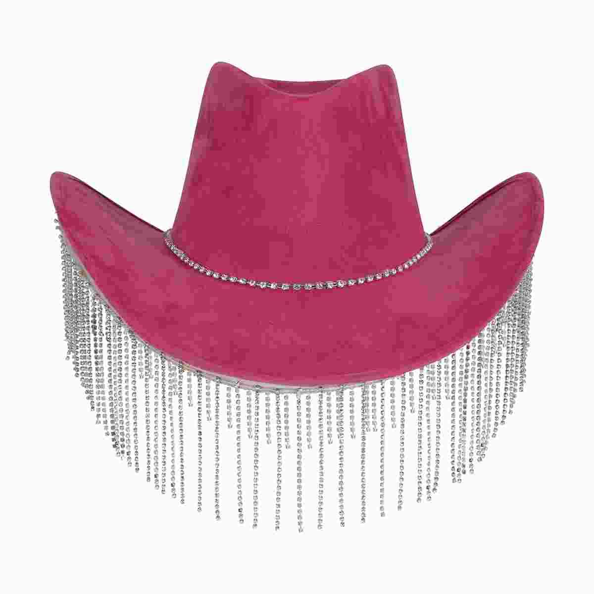 Cappello cowboy rosa frange