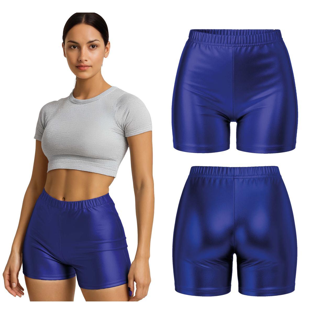 Pantaloncino metallizzato blu corto