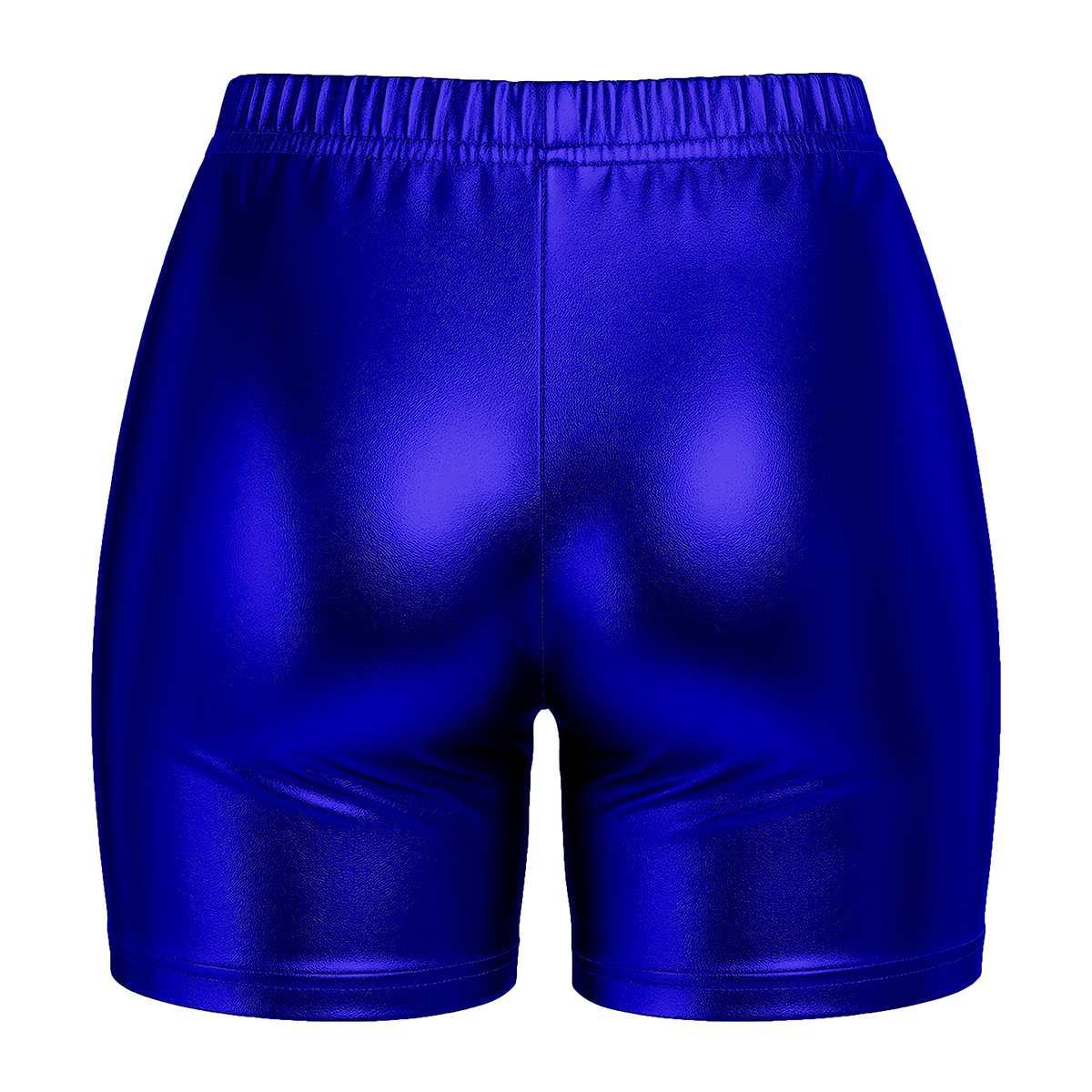 Pantaloncino metallizzato blu corto